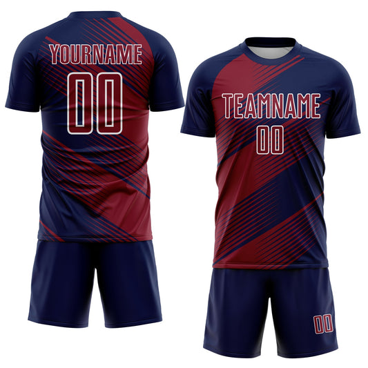 Custom Navy Crimson-White Line Sublimation Soccer Uniform Jersey - Sky-Custom