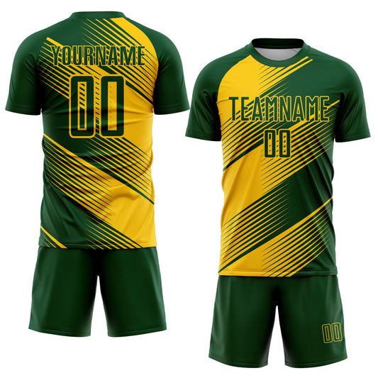 Custom Green Yellow Line Sublimation Soccer Uniform Jersey - Sky-Custom