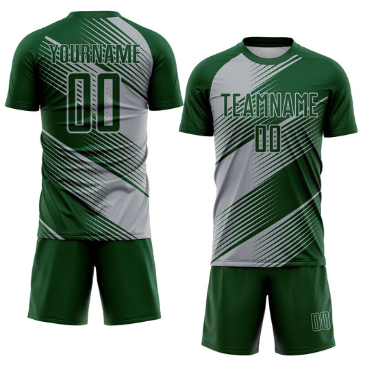 Custom Green Gray Line Sublimation Soccer Uniform Jersey - Sky-Custom