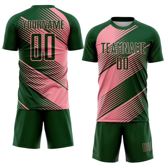 Custom Green Medium Pink Line Sublimation Soccer Uniform Jersey - Sky-Custom