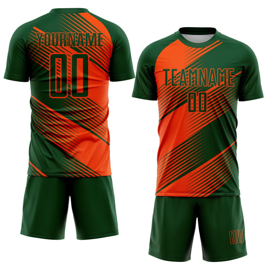 Custom Green Orange Line Sublimation Soccer Uniform Jersey - Sky-Custom