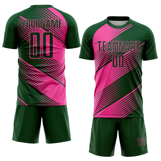 Custom Green Pink Line Sublimation Soccer Uniform Jersey - Sky-Custom