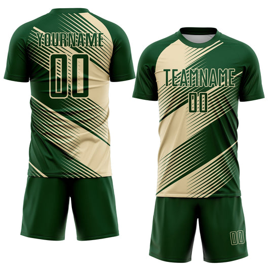 Custom Green Cream Line Sublimation Soccer Uniform Jersey - Sky-Custom