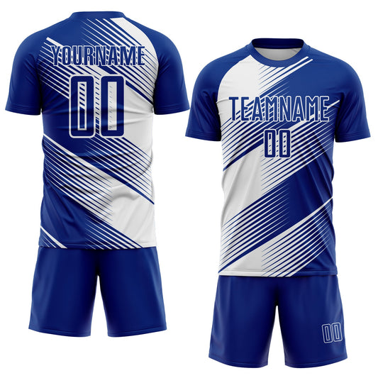 Custom Royal White Line Sublimation Soccer Uniform Jersey - Sky-Custom