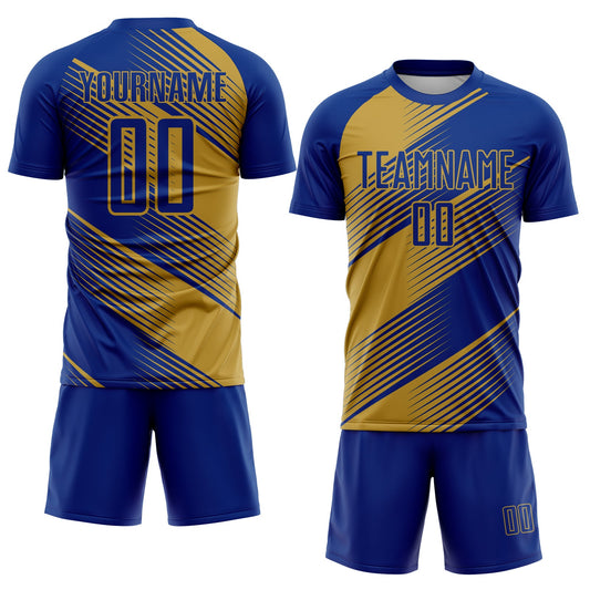 Custom Royal Old Gold Line Sublimation Soccer Uniform Jersey - Sky-Custom