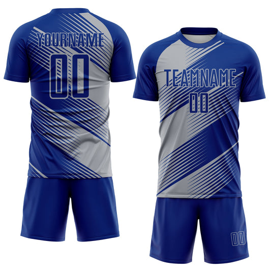 Custom Royal Gray Line Sublimation Soccer Uniform Jersey - Sky-Custom