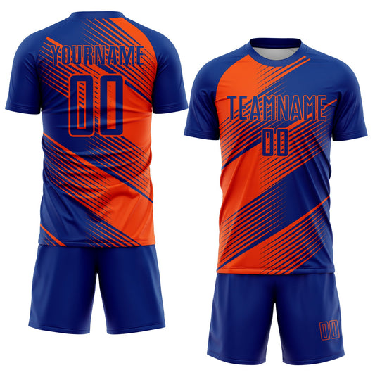 Custom Royal Orange Line Sublimation Soccer Uniform Jersey - Sky-Custom