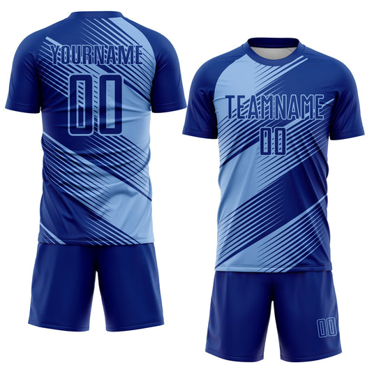 Custom Royal Light Blue Line Sublimation Soccer Uniform Jersey - Sky-Custom