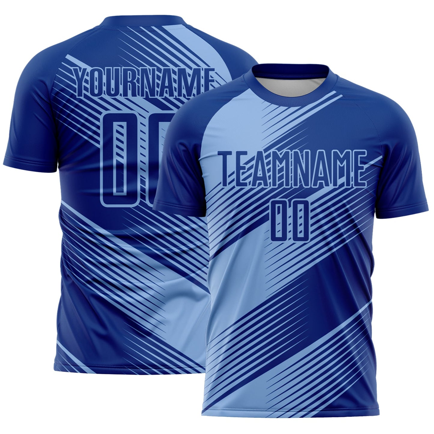 Custom Royal Light Blue Line Sublimation Soccer Uniform Jersey - Sky-Custom