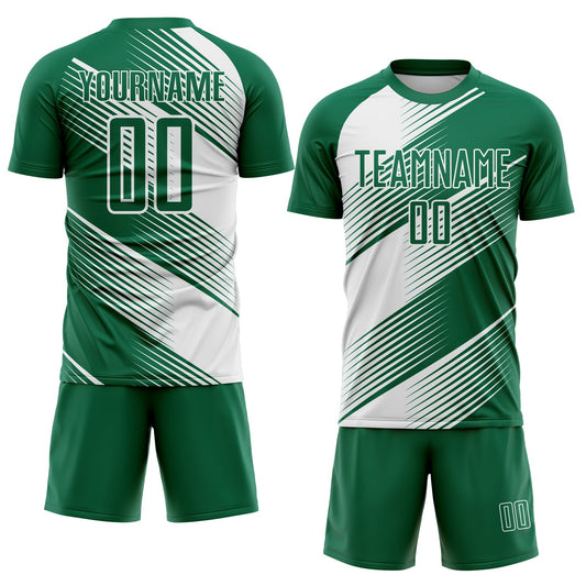 Custom Kelly Green White Line Sublimation Soccer Uniform Jersey - Sky-Custom
