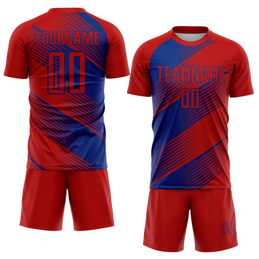Custom Red Royal Line Sublimation Soccer Uniform Jersey - Sky-Custom
