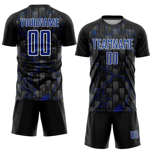 Custom Black Royal-White Lightning Sublimation Soccer Uniform Jersey - Sky-Custom