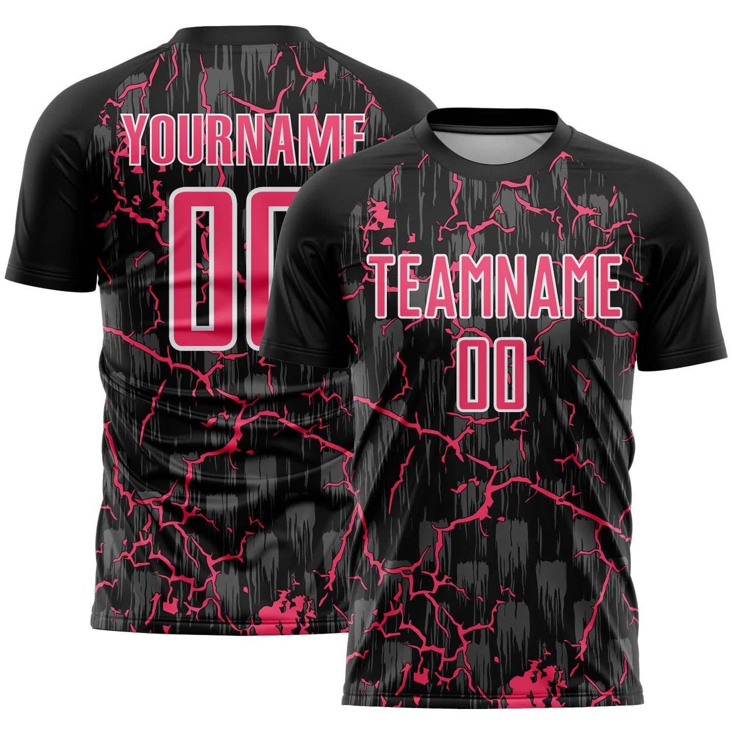 Custom Black Neon Pink-White Lightning Sublimation Soccer Uniform Jersey - Sky-Custom