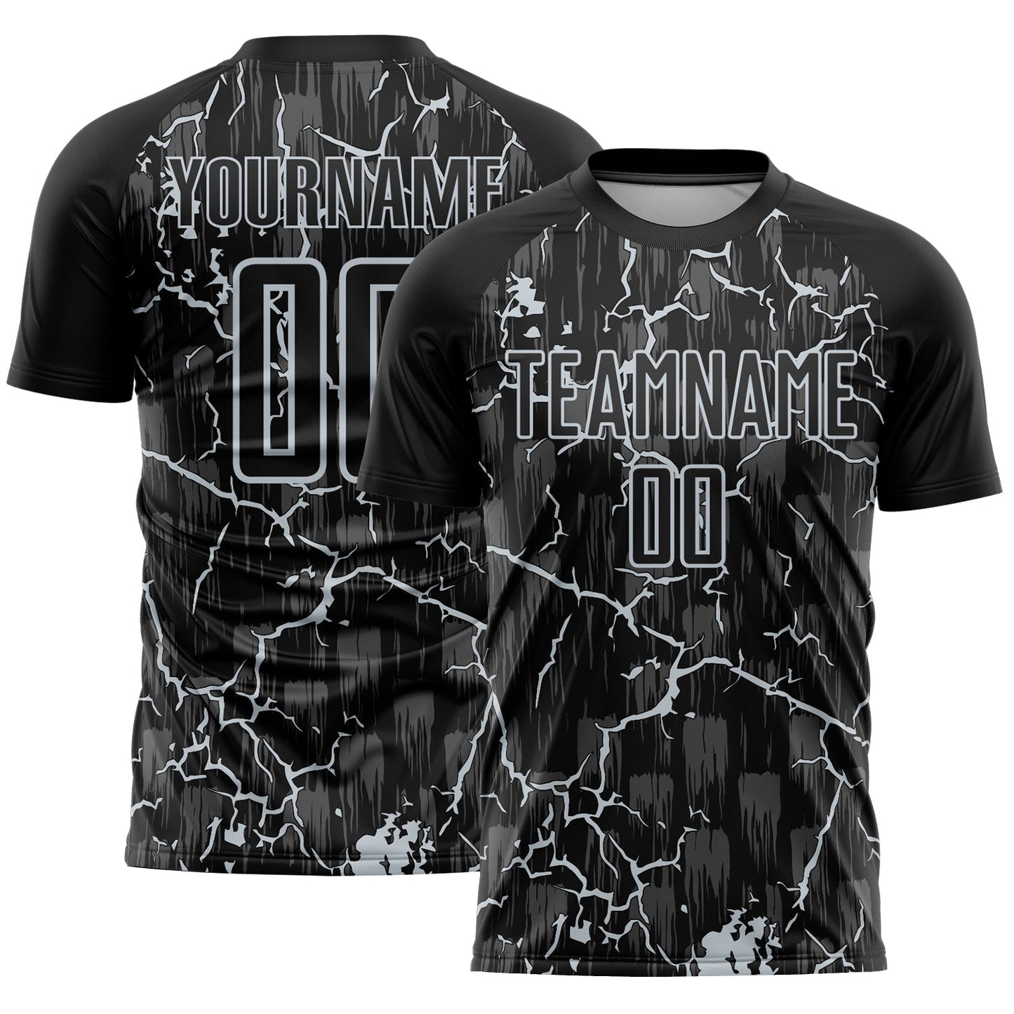 Custom Black Silver Lightning Sublimation Soccer Uniform Jersey - Sky-Custom
