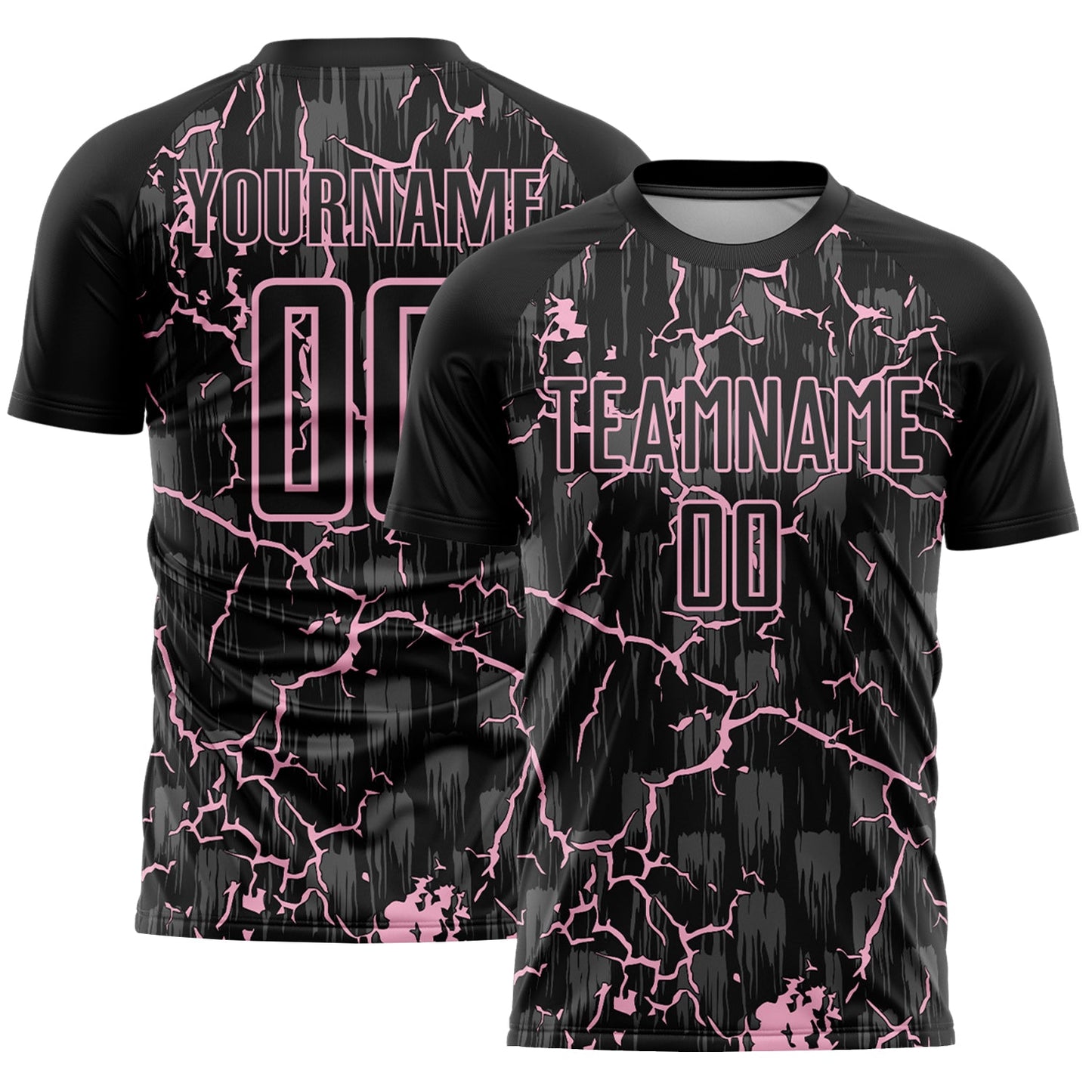 Custom Black Light Pink Lightning Sublimation Soccer Uniform Jersey - Sky-Custom