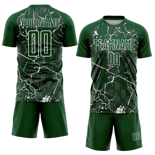Custom Green White Lightning Sublimation Soccer Uniform Jersey - Sky-Custom