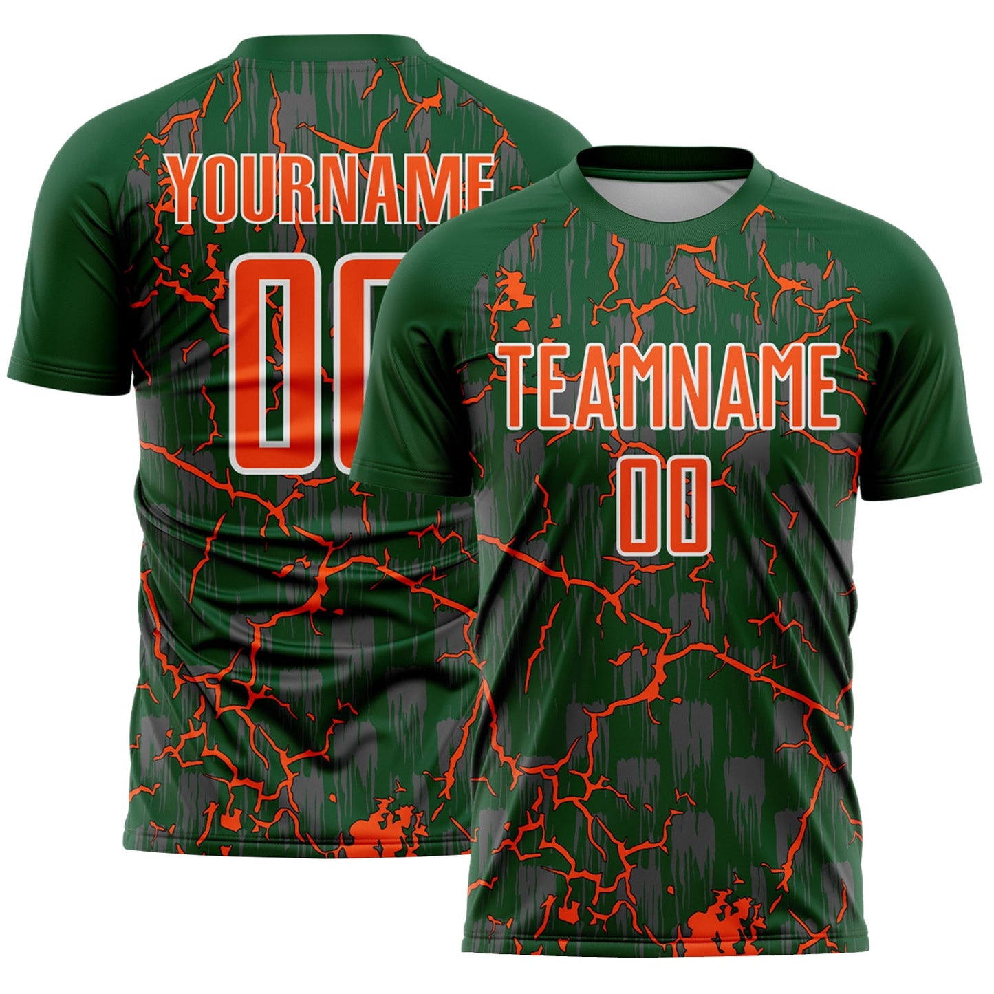 Custom Green Orange-White Lightning Sublimation Soccer Uniform Jersey - Sky-Custom