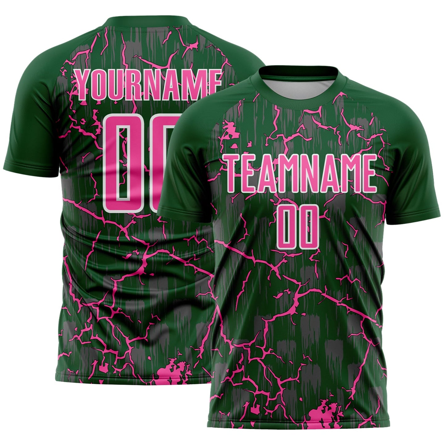 Custom Green Pink-White Lightning Sublimation Soccer Uniform Jersey - Sky-Custom