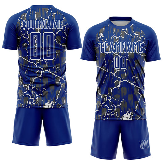 Custom Royal White Lightning Sublimation Soccer Uniform Jersey - Sky-Custom