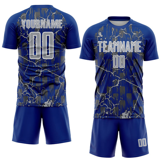 Custom Royal Gray-White Lightning Sublimation Soccer Uniform Jersey - Sky-Custom