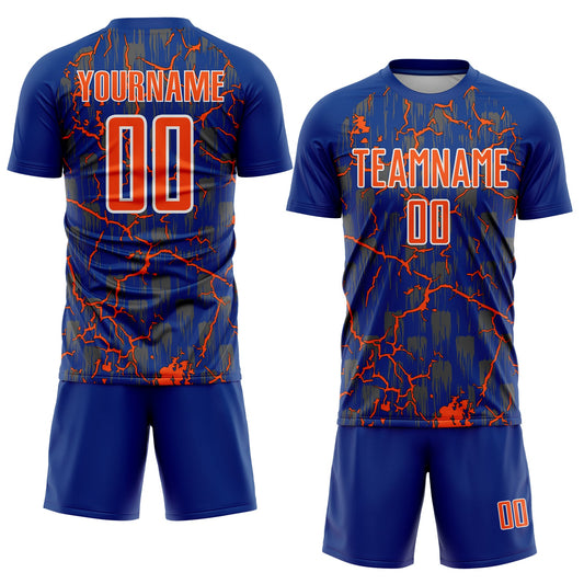 Custom Royal Orange-White Lightning Sublimation Soccer Uniform Jersey - Sky-Custom