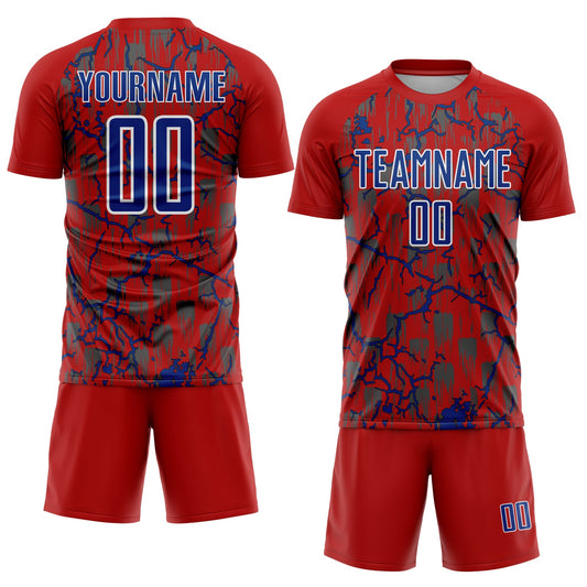 Custom Red Royal-White Lightning Sublimation Soccer Uniform Jersey - Sky-Custom