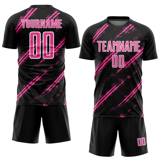 Custom Black Pink-White Abstract Fragment Art Splash Sublimation Soccer Uniform Jersey - Sky-Custom