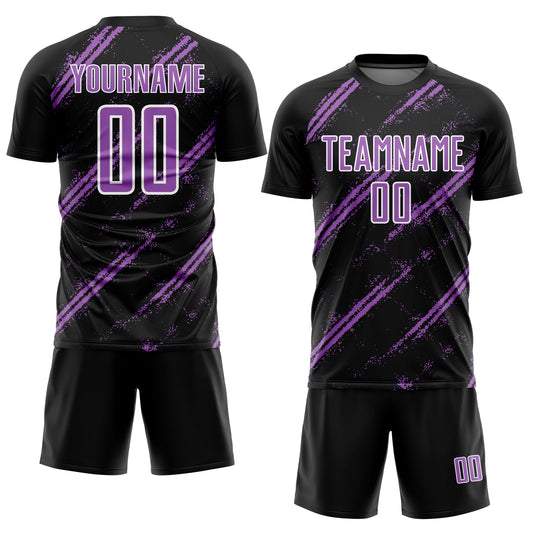 Custom Black Medium Purple-White Abstract Fragment Art Splash Sublimation Soccer Uniform Jersey - Sky-Custom