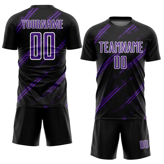 Custom Black Purple-White Abstract Fragment Art Splash Sublimation Soccer Uniform Jersey - Sky-Custom