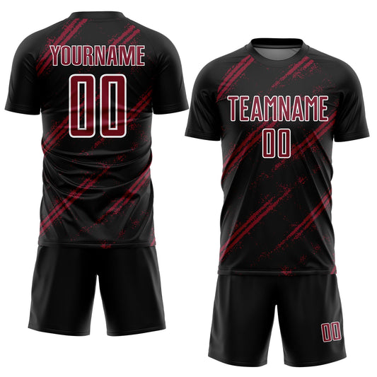 Custom Black Crimson-White Abstract Fragment Art Splash Sublimation Soccer Uniform Jersey - Sky-Custom