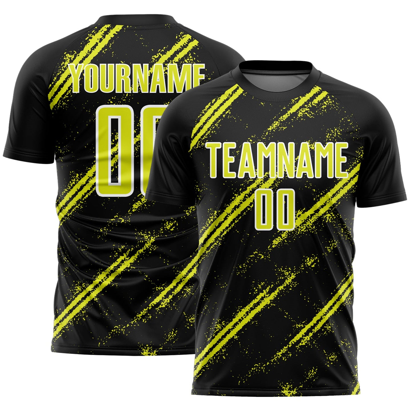 Custom Black Neon Yellow-White Abstract Fragment Art Splash Sublimation Soccer Uniform Jersey - Sky-Custom