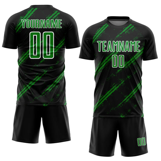Custom Black Grass Green-White Abstract Fragment Art Splash Sublimation Soccer Uniform Jersey - Sky-Custom