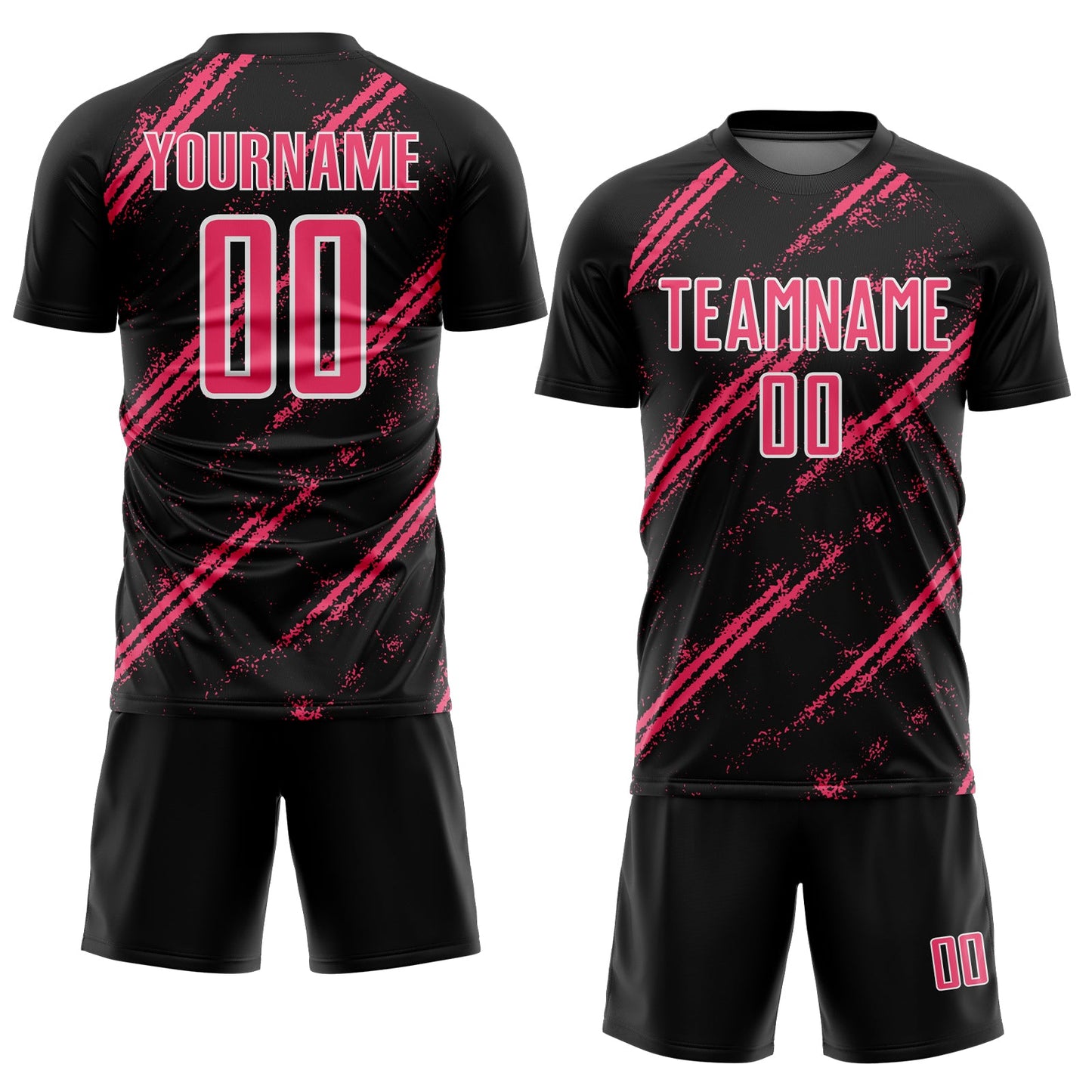 Custom Black Neon Pink-White Abstract Fragment Art Splash Sublimation Soccer Uniform Jersey - Sky-Custom