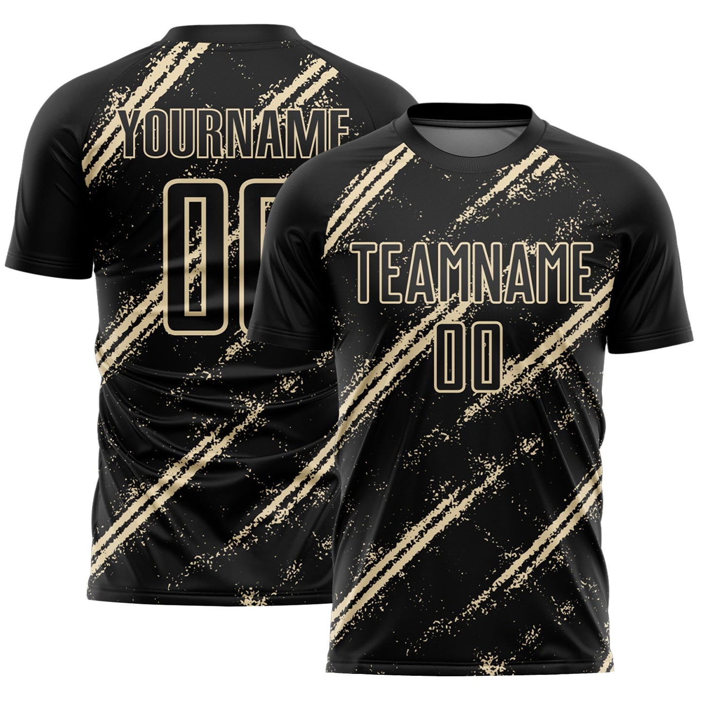 Custom Black Cream Abstract Fragment Art Splash Sublimation Soccer Uniform Jersey - Sky-Custom