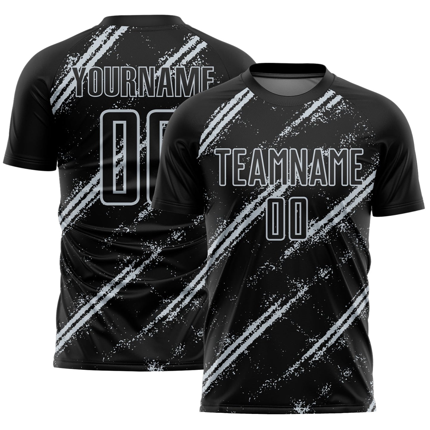 Custom Black Silver Abstract Fragment Art Splash Sublimation Soccer Uniform Jersey - Sky-Custom