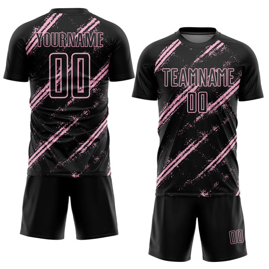 Custom Black Light Pink Abstract Fragment Art Splash Sublimation Soccer Uniform Jersey - Sky-Custom