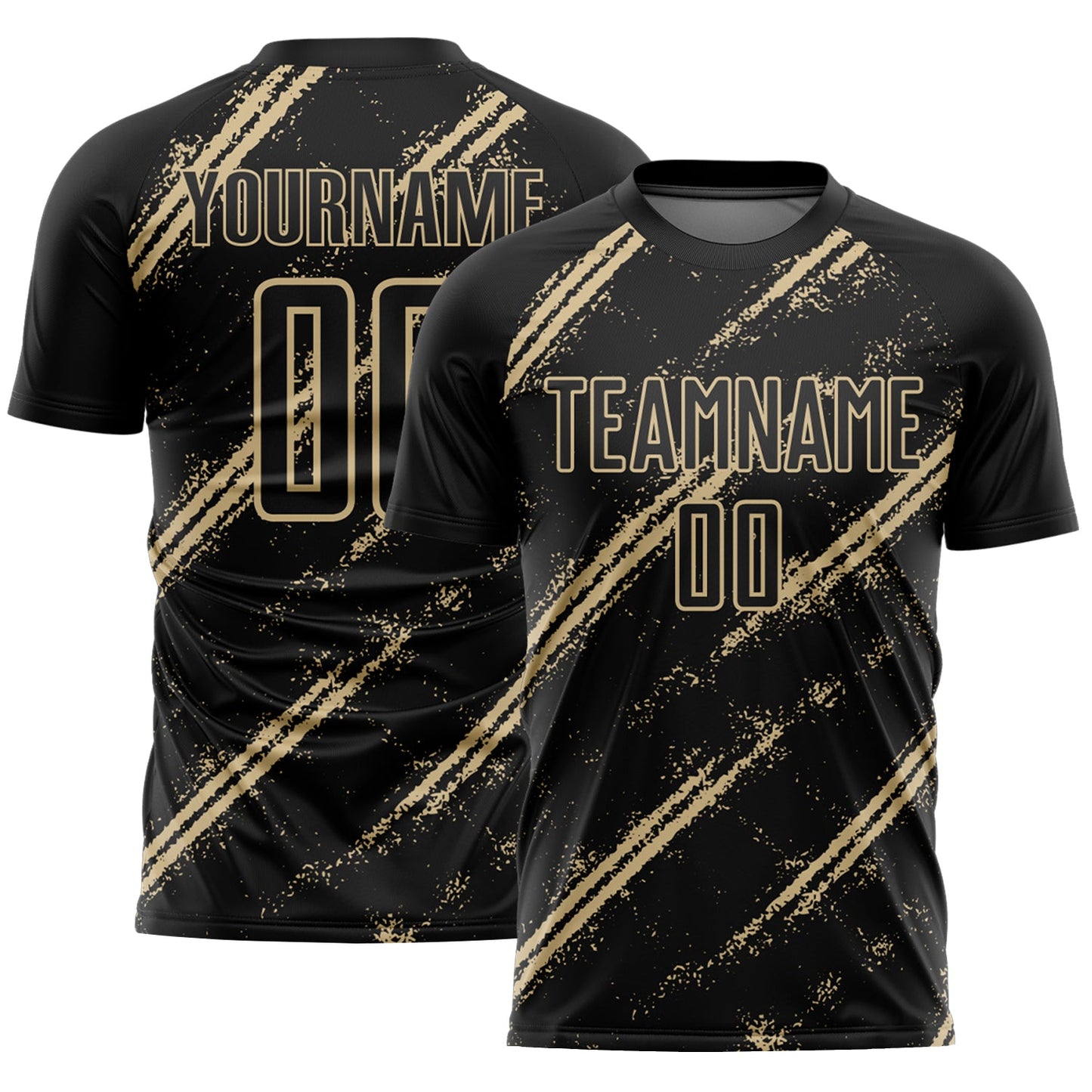 Custom Black Vegas Gold Abstract Fragment Art Splash Sublimation Soccer Uniform Jersey - Sky-Custom