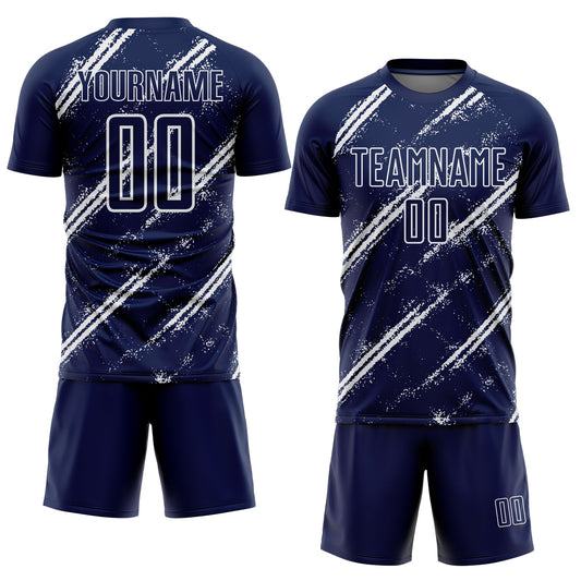 Custom Navy White Abstract Fragment Art Splash Sublimation Soccer Uniform Jersey - Sky-Custom