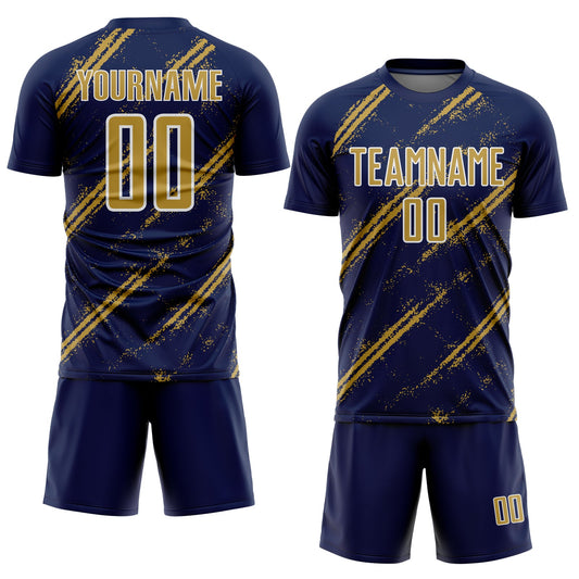 Custom Navy Old Gold-White Abstract Fragment Art Splash Sublimation Soccer Uniform Jersey - Sky-Custom