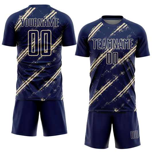 Custom Navy Cream Abstract Fragment Art Splash Sublimation Soccer Uniform Jersey - Sky-Custom