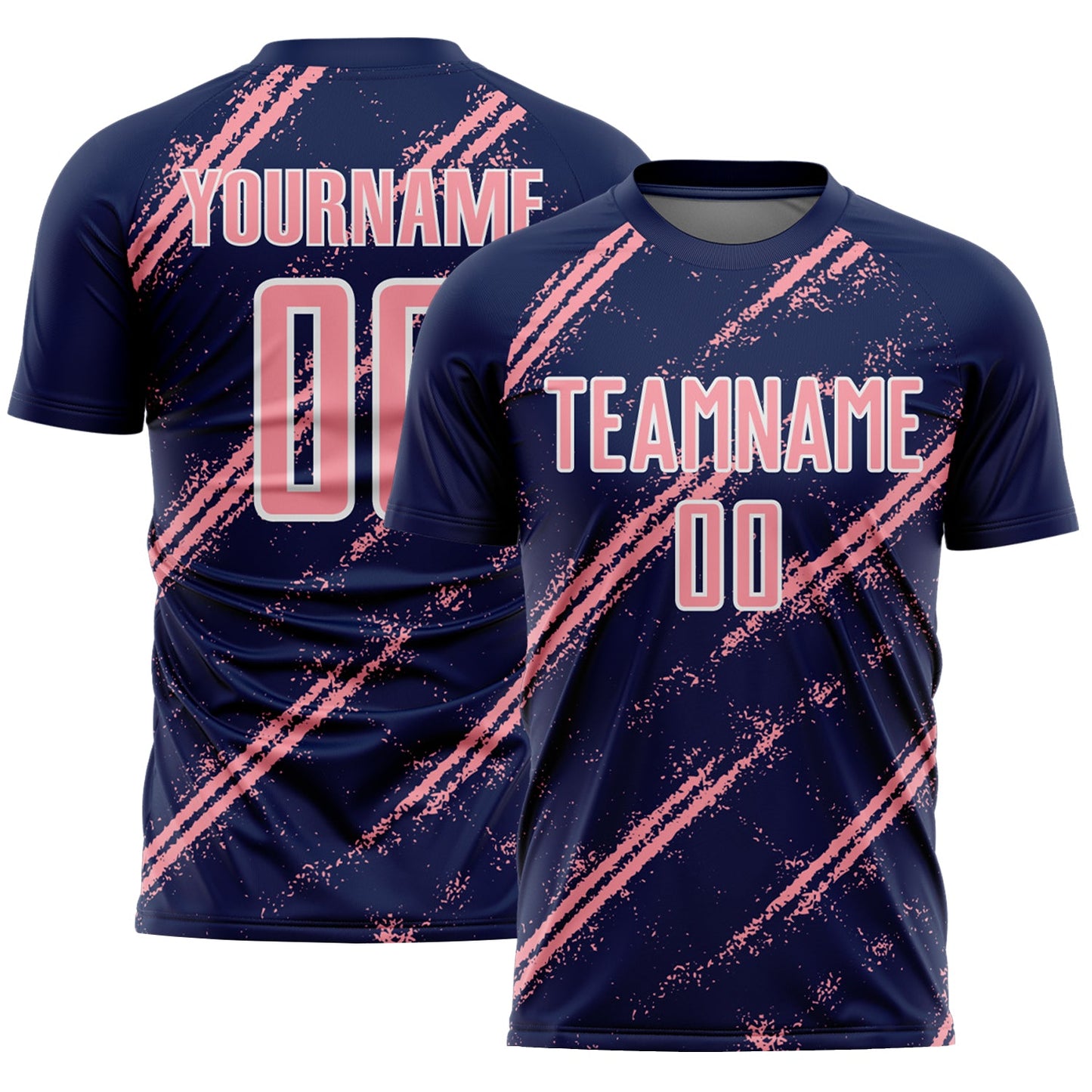 Custom Navy Medium Pink-White Abstract Fragment Art Splash Sublimation Soccer Uniform Jersey - Sky-Custom