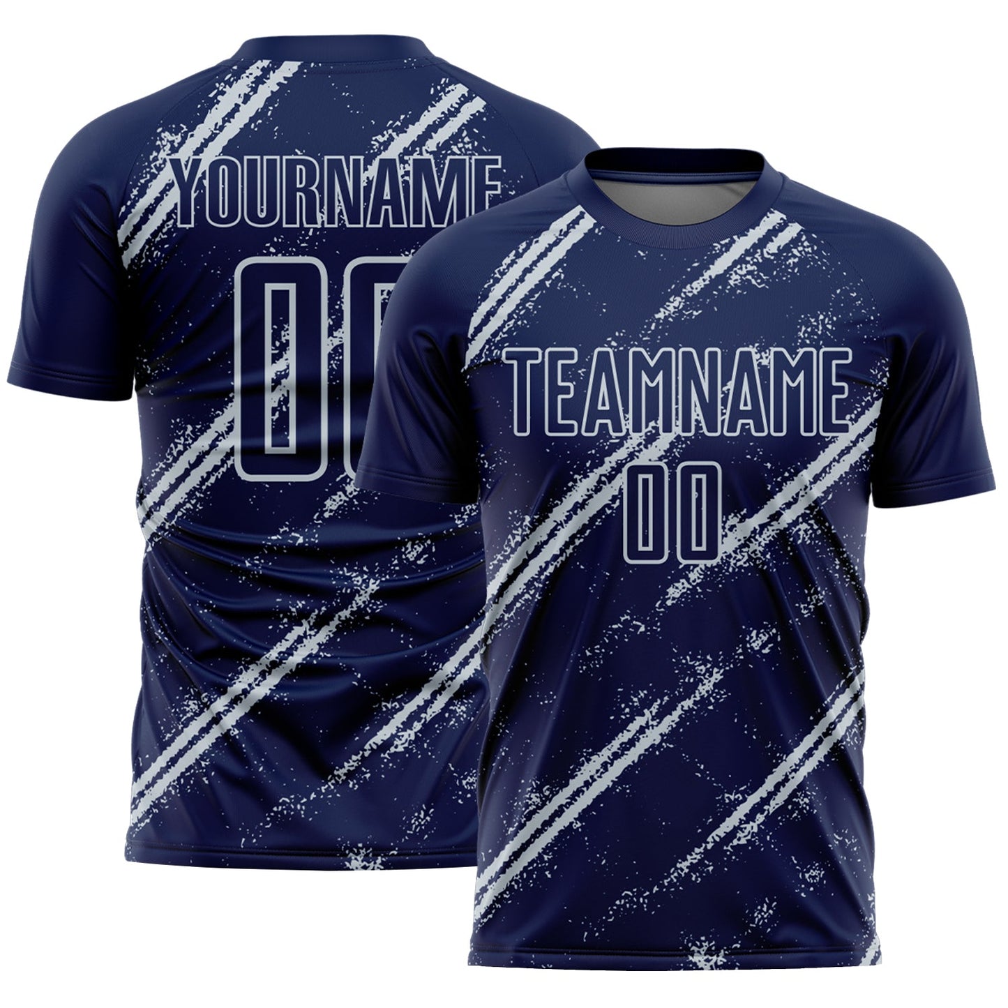 Custom Navy Silver Abstract Fragment Art Splash Sublimation Soccer Uniform Jersey - Sky-Custom