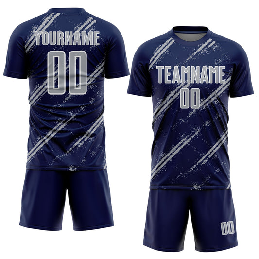 Custom Navy Gray-White Abstract Fragment Art Splash Sublimation Soccer Uniform Jersey - Sky-Custom