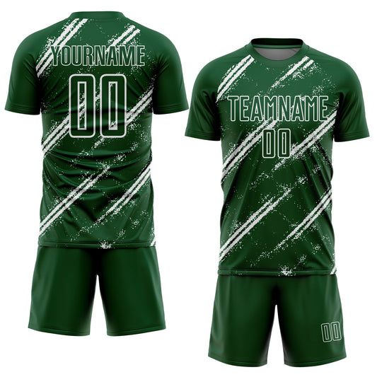 Custom Green White Abstract Fragment Art Splash Sublimation Soccer Uniform Jersey - Sky-Custom