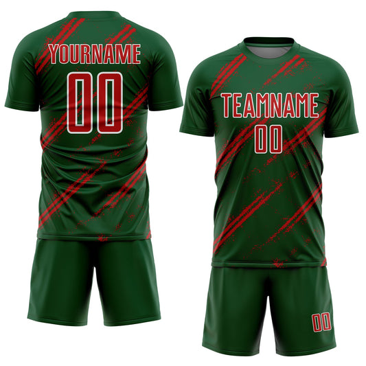Custom Green Red-White Abstract Fragment Art Splash Sublimation Soccer Uniform Jersey - Sky-Custom