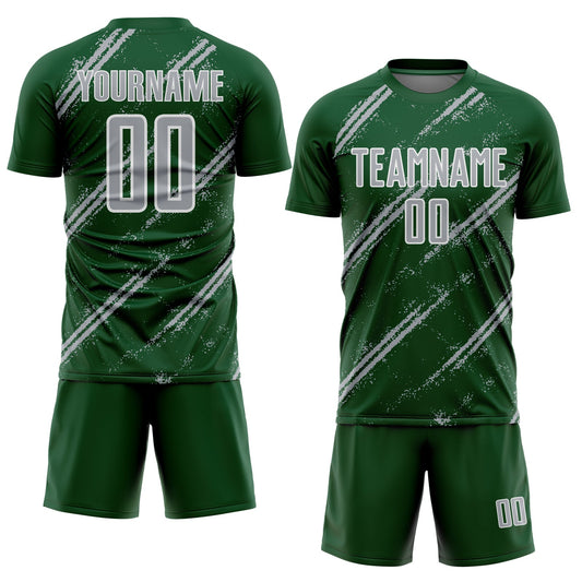 Custom Green Gray-White Abstract Fragment Art Splash Sublimation Soccer Uniform Jersey - Sky-Custom