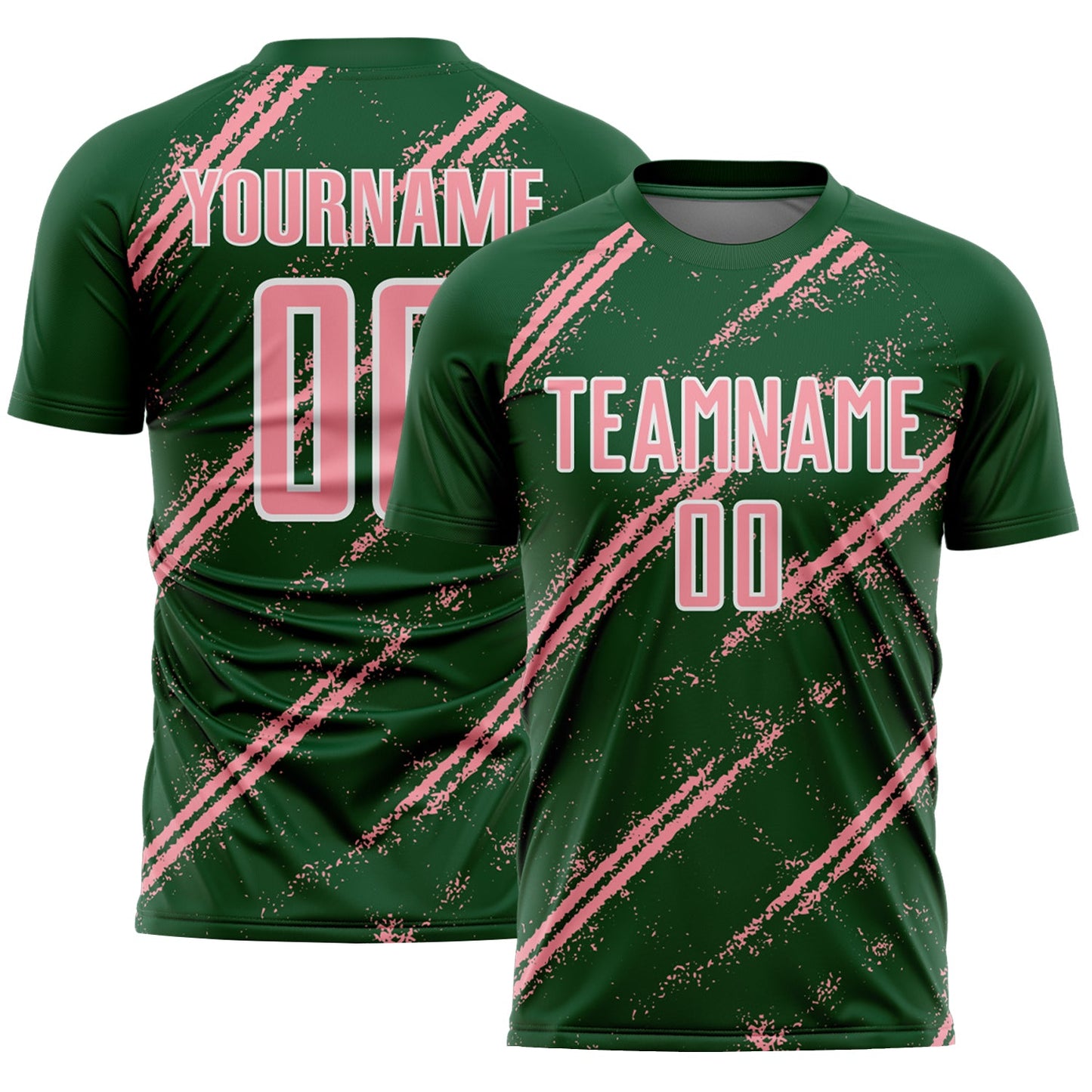 Custom Green Medium Pink-White Abstract Fragment Art Splash Sublimation Soccer Uniform Jersey - Sky-Custom