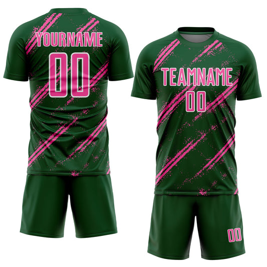 Custom Green Pink-White Abstract Fragment Art Splash Sublimation Soccer Uniform Jersey - Sky-Custom