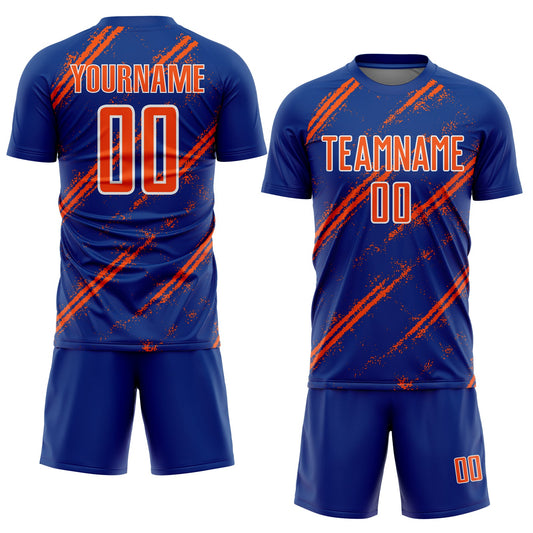 Custom Royal Orange-White Abstract Fragment Art Splash Sublimation Soccer Uniform Jersey - Sky-Custom