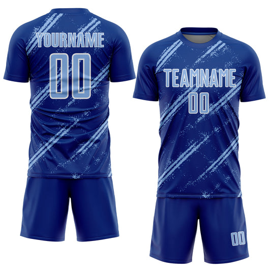 Custom Royal Light Blue-White Abstract Fragment Art Splash Sublimation Soccer Uniform Jersey - Sky-Custom